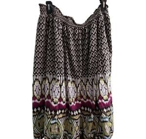 Just My Size Patterned Maxi Skirt 3X Brown Cream Maroon Aztec Flowy boho